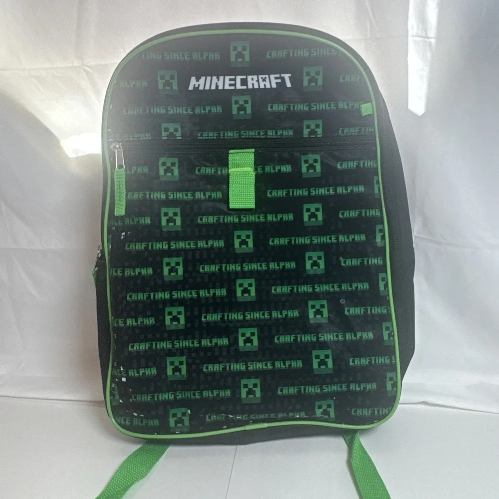 Children Minecraft Creeper Backpack Lunch Box Water Bottle Extra Pouch Boy Girl